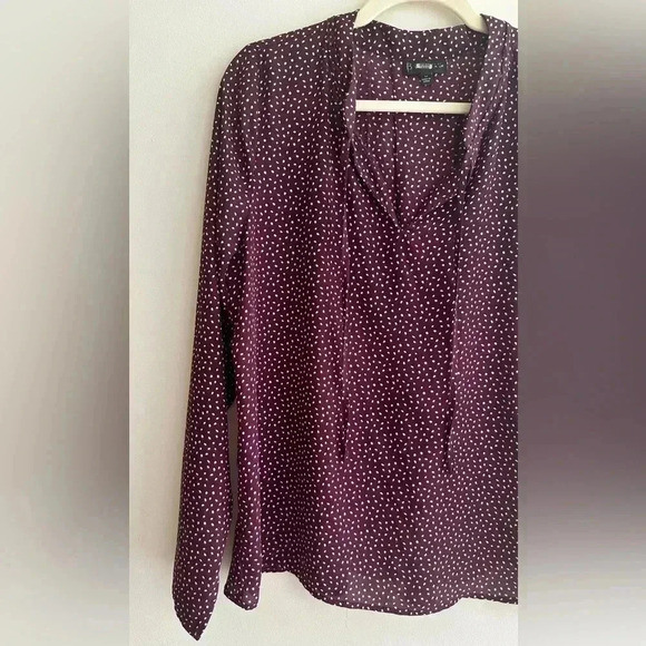 B Collection by Bobeau Purple and White Polka Dot Blouse, Size Medium - Picture 3 of 16